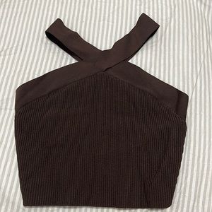 Aritzia Babaton sculpt knit criss cross cropped tank